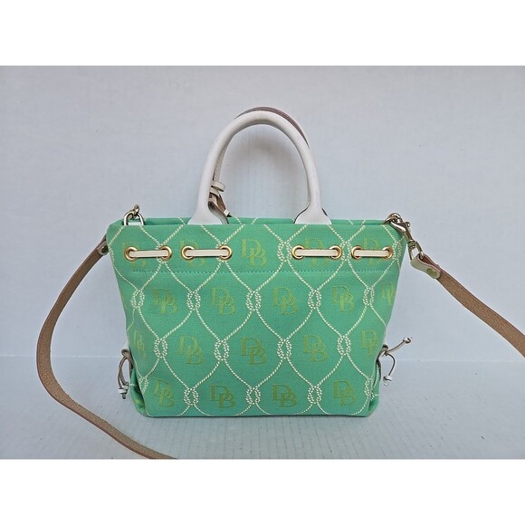 Dooney And Bourke Signature Rope Lattice DB Canvas Y2K Satchel Mint White - Picture 2 of 16